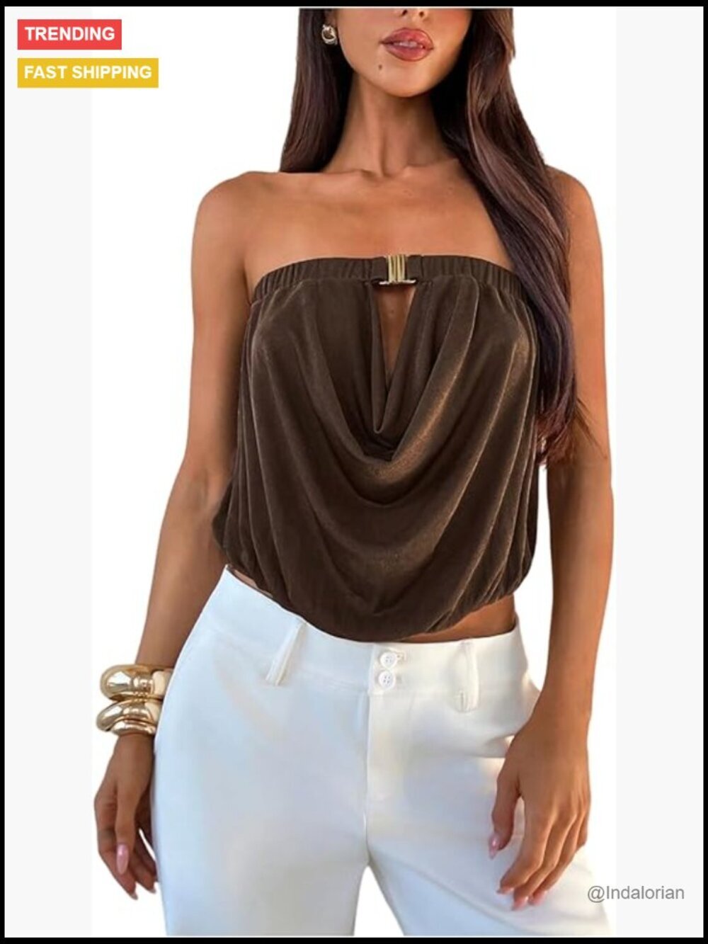 Strapless Tube Top Draped Front Backless Crop Top High Stretch